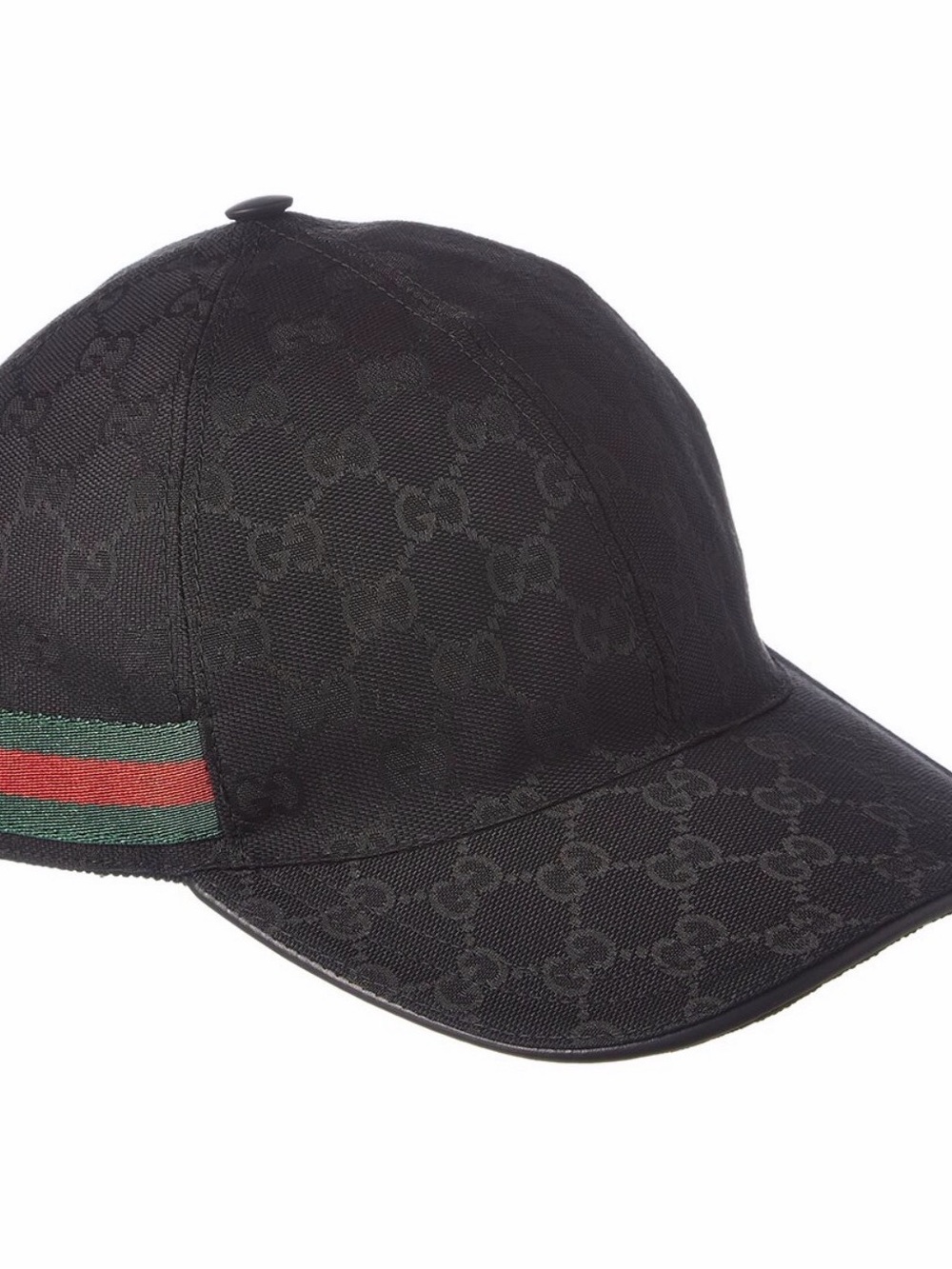 Gucci Black GG Canvas Baseball Cap with Green-Red Web